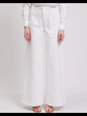 MOTHER High-Rise Wide-Leg Jeans in White